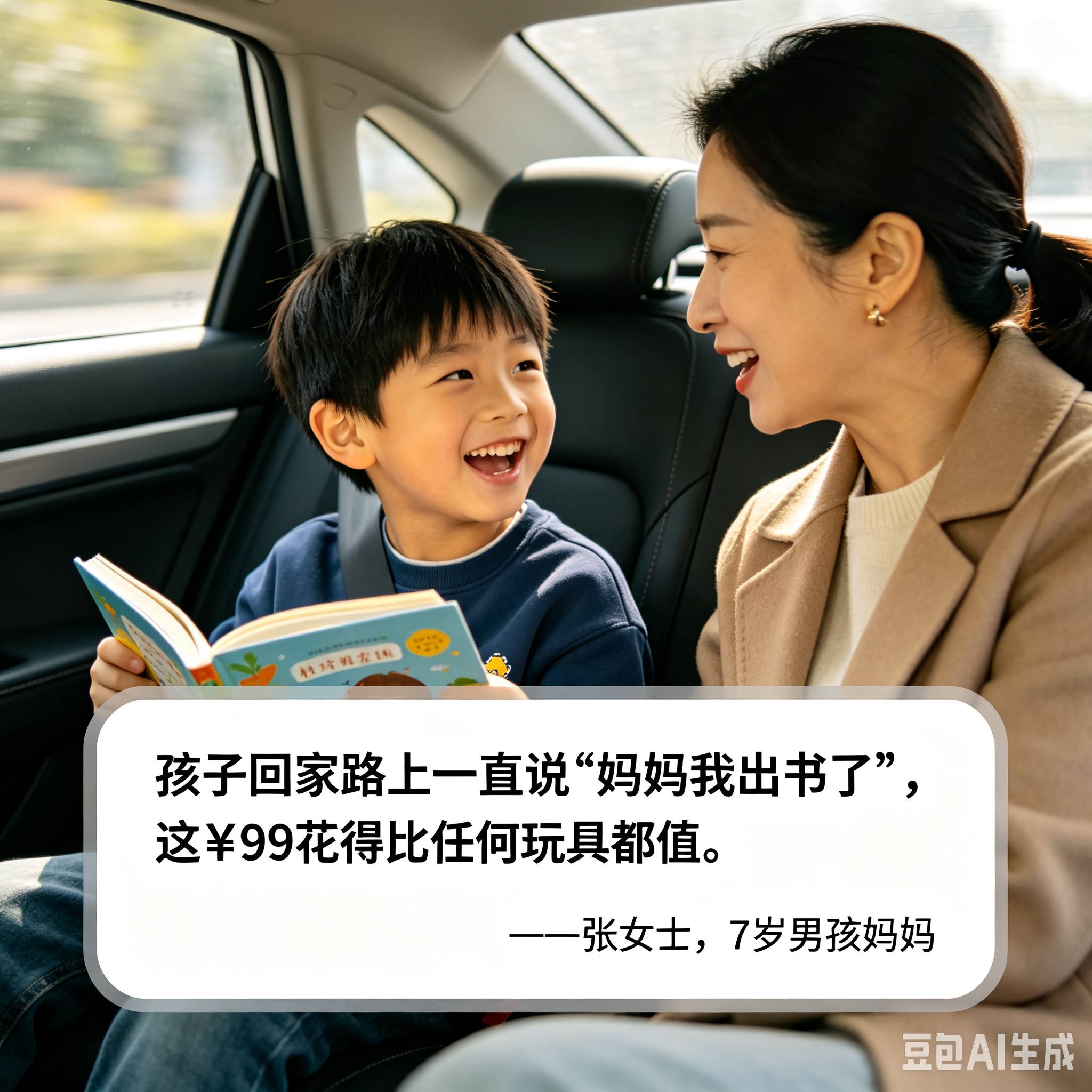 孩子在公园里用AI创作